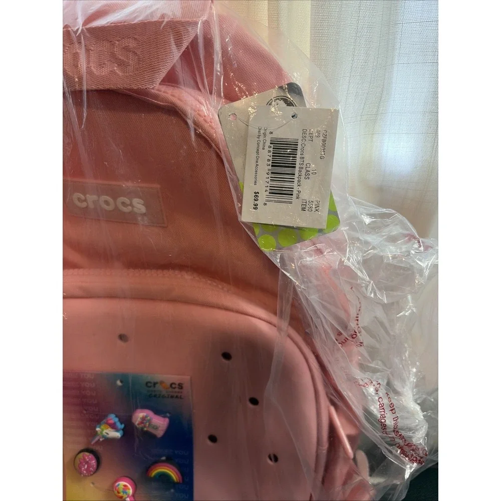 NWT Crocs Powder Pink Backpack Classic Nylon- Ready to Personalize School Bag